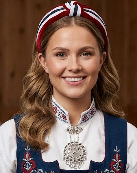 Hovedbilde Hårbøyle med norsk flagg som passer både barn og vokse