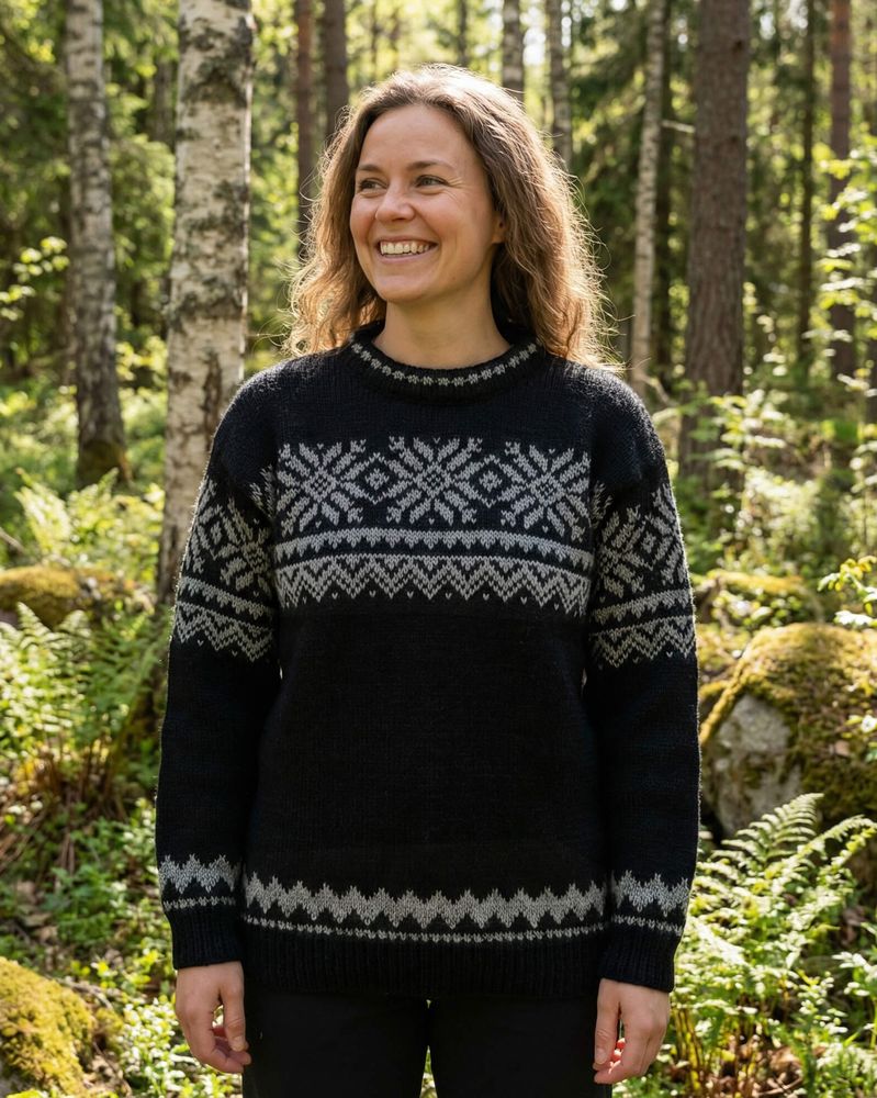 Bretind ullgenser til dame og herre i 100% ren ny ull, kamgarn – Koksgrå