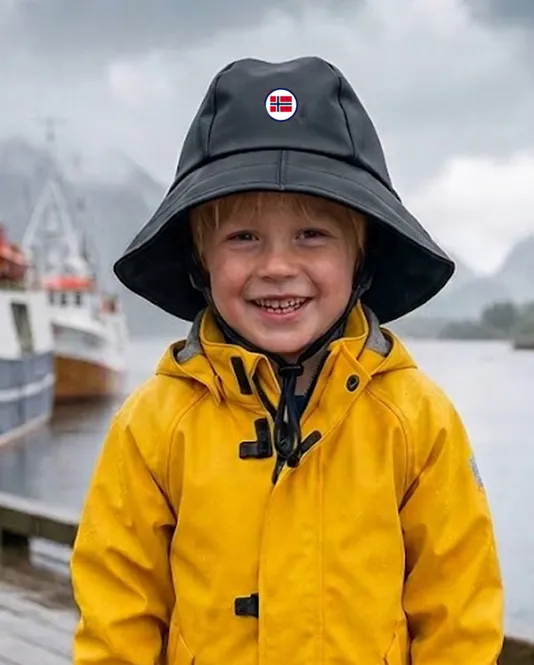 Hovedbilde Norge Sydvest barn i sort - Unisex