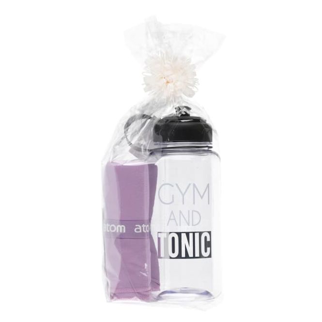 Hovedbilde Gym and tonic gavesett - Drikkeflaske og lilla håndkle