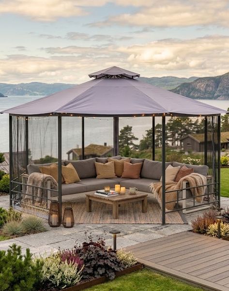 Hovedbilde Paviljong / lysthus 8 kantet med myggnetting 